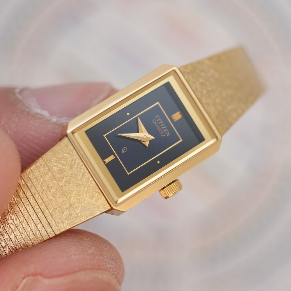 Citizen 2200-222857 Vintage Tank Watch Gold Tone 13mm JWCII sticker New Battery - Picture 10 of 13